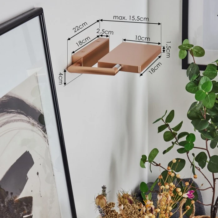 Hofstein Anneau Wandleuchte LED Chrom, Kupferfarben, 1-flammig 4 Hofstein Anneau Wandleuchte LED Chrom, Kupferfarben, 1-flammig – Bild 4