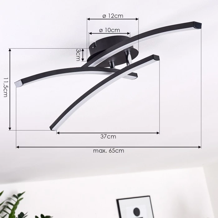 Hofstein Aringa Deckenleuchte LED Schwarz, 1-flammig 4 Hofstein Aringa Deckenleuchte LED Schwarz, 1-flammig – Bild 4