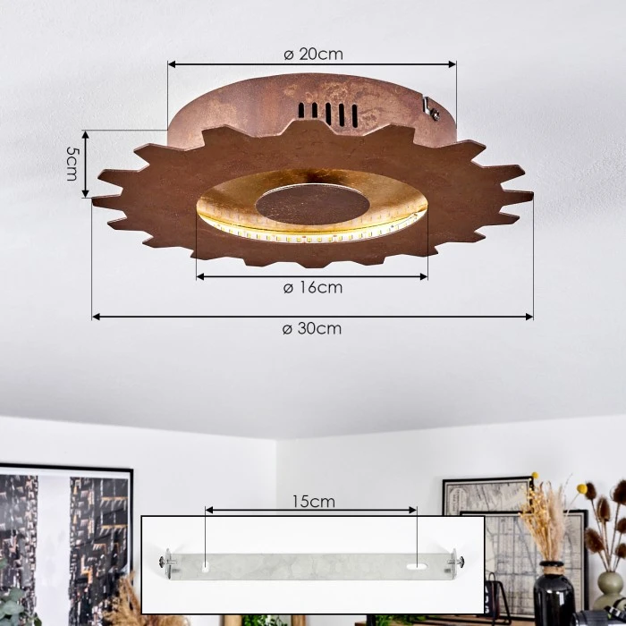 Hofstein Assanhas Deckenleuchte LED Rostfarben, Gold, 1-flammig 9 Hofstein Assanhas Deckenleuchte LED Rostfarben, Gold, 1-flammig – Bild 9