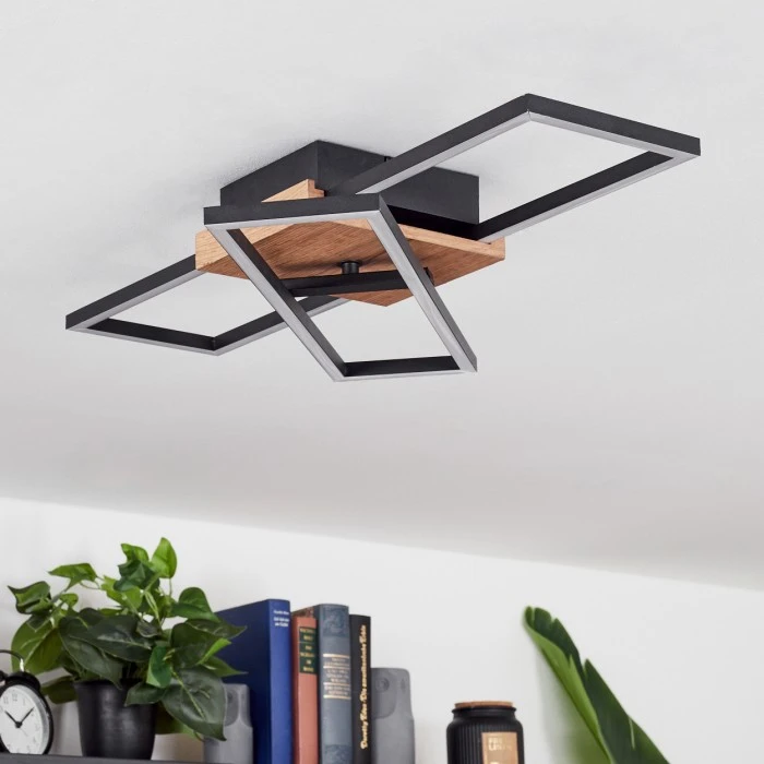 Hofstein Avelal Deckenleuche LED Schwarz, Holz hell, Holzoptik, 1-flammig 5 Hofstein Avelal Deckenleuche LED Schwarz, Holz hell, Holzoptik, 1-flammig – Bild 5