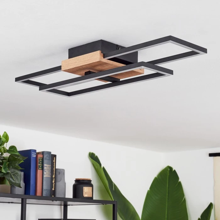 Hofstein Avelal Deckenleuche LED Schwarz, Holz hell, Holzoptik, 1-flammig 10 Hofstein Avelal Deckenleuche LED Schwarz, Holz hell, Holzoptik, 1-flammig – Bild 10