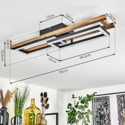 Hofstein Ayajasco Deckenleuchte LED Schwarz, Naturfarben, 1-flammig -LED Leuchten Verkäufe 2022 ayajasco deckenleuchte h3562079 3