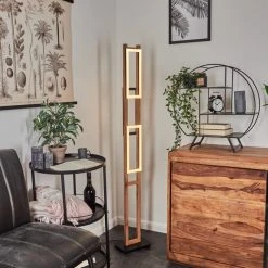 Hofstein Ayajasco Stehleuchte LED Schwarz, Holzoptik, Naturfarben, 1-flammig