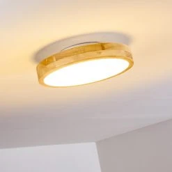 Hofstein Bagaha Deckenleuchte LED Holz hell, 1-flammig, Fernbedienung -LED Leuchten Verkäufe 2022 bagaha deckenleuchte h3313121 15