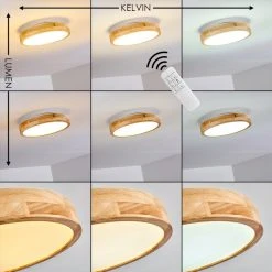 Hofstein Bagaha Deckenleuchte LED Holz hell, 1-flammig, Fernbedienung -LED Leuchten Verkäufe 2022 bagaha deckenleuchte h3313121 3