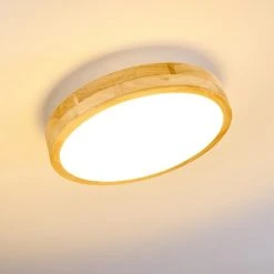 Hofstein Bagaha Deckenleuchte LED Holz hell, 1-flammig, Fernbedienung -LED Leuchten Verkäufe 2022 bagaha deckenleuchte h3313121 7