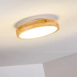 Hofstein Bagaha Deckenleuchte LED Holz hell, 1-flammig, Fernbedienung -LED Leuchten Verkäufe 2022 bagaha deckenleuchte h3313121 9