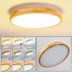 Hofstein Bagaha Deckenleuchte LED Holz hell, 1-flammig, Fernbedienung