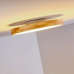 Hofstein Bagaha Deckenleuchte LED Holz hell, 1-flammig, Fernbedienung -LED Leuchten Verkäufe 2022 bagaha deckenleuchte h3313145 11