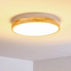 Hofstein Bagaha Deckenleuchte LED Holz hell, 1-flammig, Fernbedienung -LED Leuchten Verkäufe 2022 bagaha deckenleuchte h3313145 2