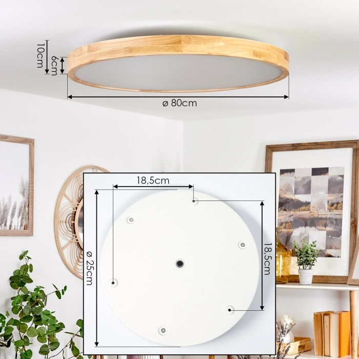 Hofstein Bagaha Deckenleuchte LED Braun, Holzoptik, 1-flammig, Fernbedienung 4 Hofstein Bagaha Deckenleuchte LED Braun, Holzoptik, 1-flammig, Fernbedienung – Bild 4
