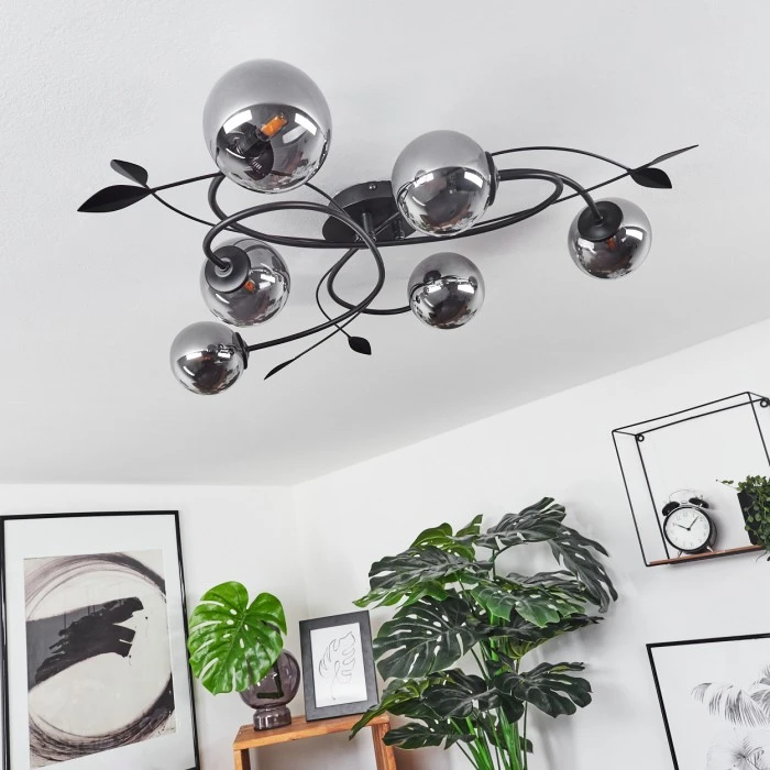 Hofstein Barasat Deckenleuchte LED Schwarz, 6-flammig 2 Hofstein Barasat Deckenleuchte LED Schwarz, 6-flammig – Bild 2