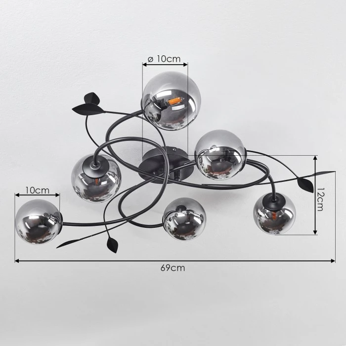 Hofstein Barasat Deckenleuchte LED Schwarz, 6-flammig 4 Hofstein Barasat Deckenleuchte LED Schwarz, 6-flammig – Bild 4