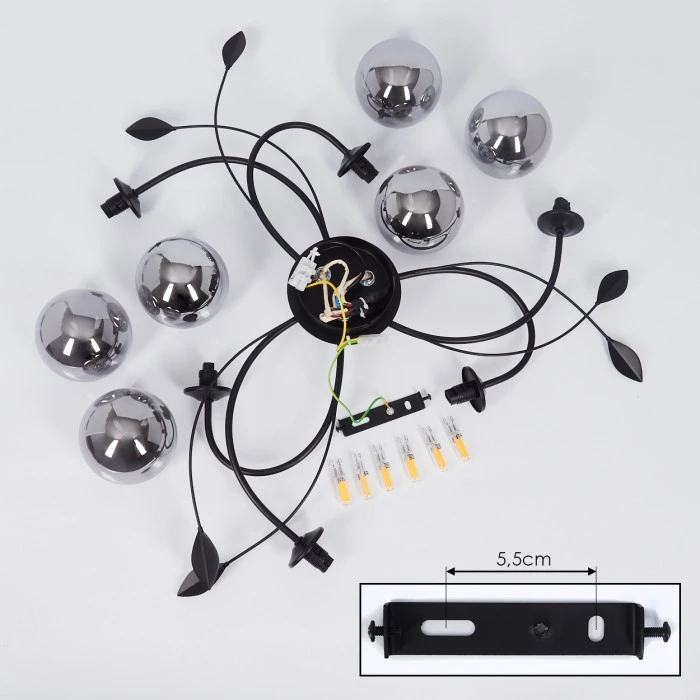 Hofstein Barasat Deckenleuchte LED Schwarz, 6-flammig 5 Hofstein Barasat Deckenleuchte LED Schwarz, 6-flammig – Bild 5