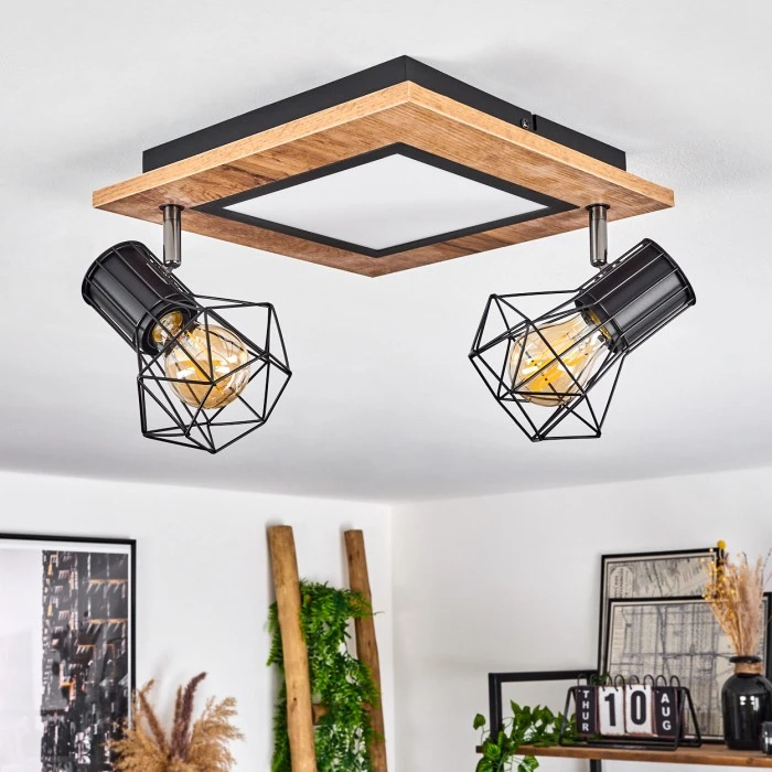 Hofstein Bardhaman Deckenleuchte LED Chrom, Schwarz, Weiß, Holzoptik, 3-flammig 12 Hofstein Bardhaman Deckenleuchte LED Chrom, Schwarz, Weiß, Holzoptik, 3-flammig – Bild 12