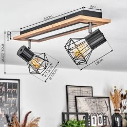 Hofstein Bardhaman Deckenleuchte LED Chrom, Schwarz, Weiß, Holzoptik, 3-flammig -LED Leuchten Verkäufe 2022 bardhaman deckenleuchte h3598078 3