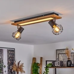 Hofstein Bardhaman Deckenleuchte LED Chrom, Schwarz, Weiß, Holzoptik, 3-flammig -LED Leuchten Verkäufe 2022 bardhaman deckenleuchte h3598078 6