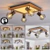 Hofstein Bardhaman Deckenleuchte LED Chrom, Schwarz, Braun, Holzoptik, 5-flammig