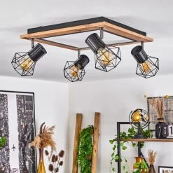 Hofstein Bardhaman Deckenleuchte LED Chrom, Schwarz, Braun, Holzoptik, 5-flammig -LED Leuchten Verkäufe 2022 bardhaman deckenleuchte h3608708 13