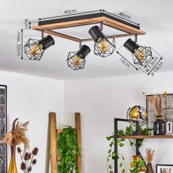 Hofstein Bardhaman Deckenleuchte LED Chrom, Schwarz, Braun, Holzoptik, 5-flammig -LED Leuchten Verkäufe 2022 bardhaman deckenleuchte h3608708 3