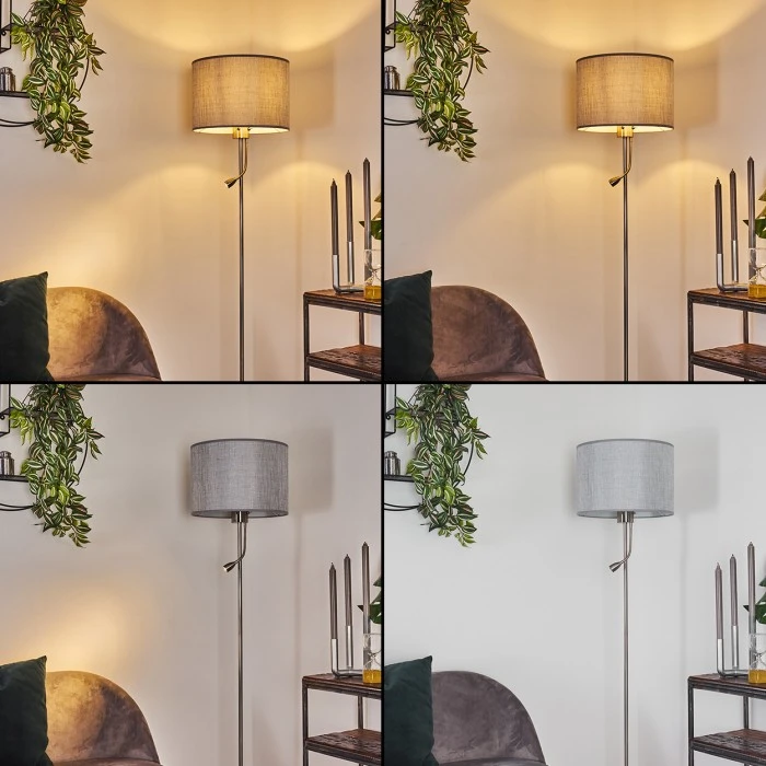 Hofstein Barruelo Stehleuchte LED Nickel-Matt, 2-flammig 2 Hofstein Barruelo Stehleuchte LED Nickel-Matt, 2-flammig – Bild 2