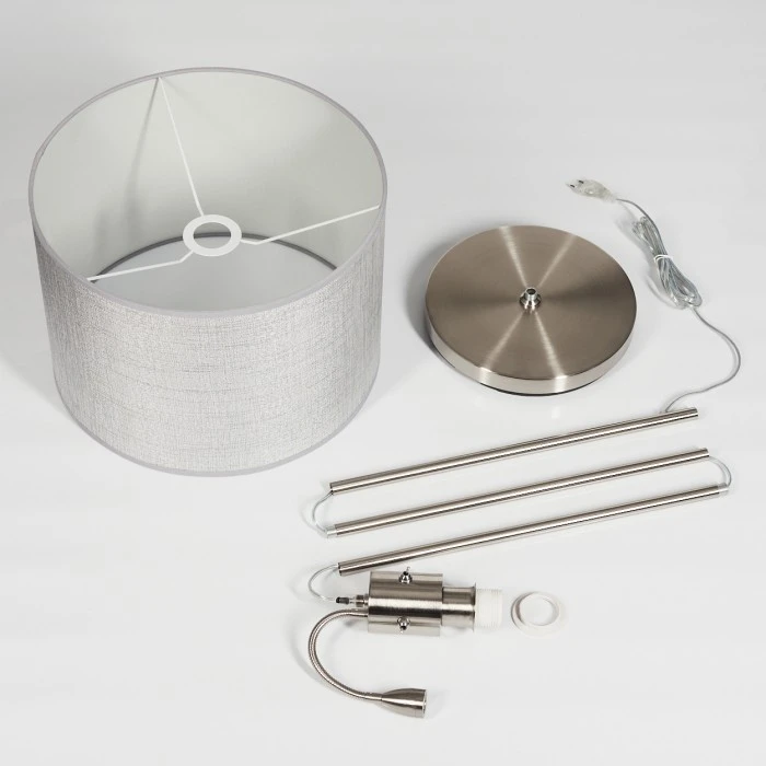 Hofstein Barruelo Stehleuchte LED Nickel-Matt, 2-flammig 5 Hofstein Barruelo Stehleuchte LED Nickel-Matt, 2-flammig – Bild 5