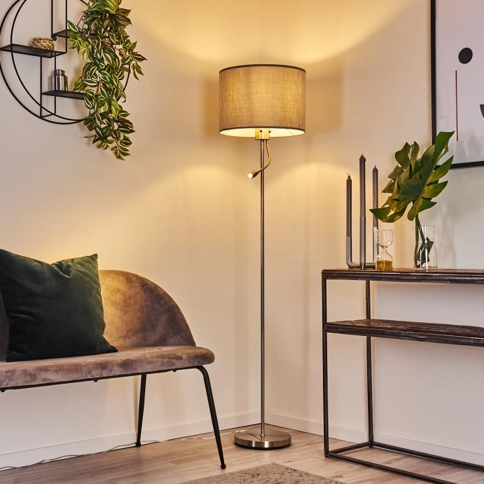 Hofstein Barruelo Stehleuchte LED Nickel-Matt, 2-flammig 7 Hofstein Barruelo Stehleuchte LED Nickel-Matt, 2-flammig – Bild 7