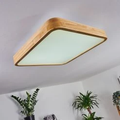 Hofstein Batamoto Deckenpanel LED Wei&szlig;, Holz hell, 2-flammig, Fernbedienung -LED Leuchten Verkäufe 2022 batamoto deckenpanel h3394281 11