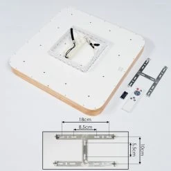 Hofstein Batamoto Deckenpanel LED Wei&szlig;, Holz hell, 2-flammig, Fernbedienung -LED Leuchten Verkäufe 2022 batamoto deckenpanel h3394281 4