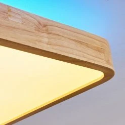 Hofstein Batamoto Deckenpanel LED Wei&szlig;, Holz hell, 2-flammig, Fernbedienung -LED Leuchten Verkäufe 2022 batamoto deckenpanel h3394281 5