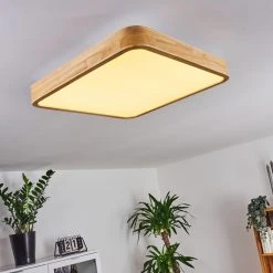 Hofstein Batamoto Deckenpanel LED Wei&szlig;, Holz hell, 2-flammig, Fernbedienung -LED Leuchten Verkäufe 2022 batamoto deckenpanel h3394281 8