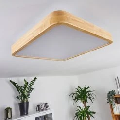 Hofstein Batamoto Deckenpanel LED Wei&szlig;, Holz hell, 2-flammig, Fernbedienung -LED Leuchten Verkäufe 2022 batamoto deckenpanel h3394281 9