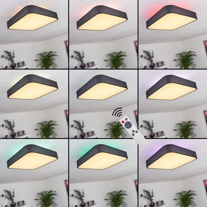 Hofstein Batamoto Deckenpanel LED Schwarz, Weiß, 2-flammig, Fernbedienung, Farbwechsler 2 Hofstein Batamoto Deckenpanel LED Schwarz, Weiß, 2-flammig, Fernbedienung, Farbwechsler – Bild 2