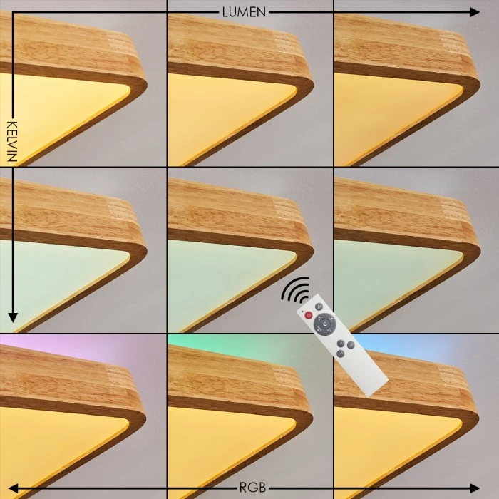 Hofstein Batamoto LED Panel Weiß, Holz hell, 2-flammig, Fernbedienung, Farbwechsler 2 Hofstein Batamoto LED Panel Weiß, Holz hell, 2-flammig, Fernbedienung, Farbwechsler – Bild 2
