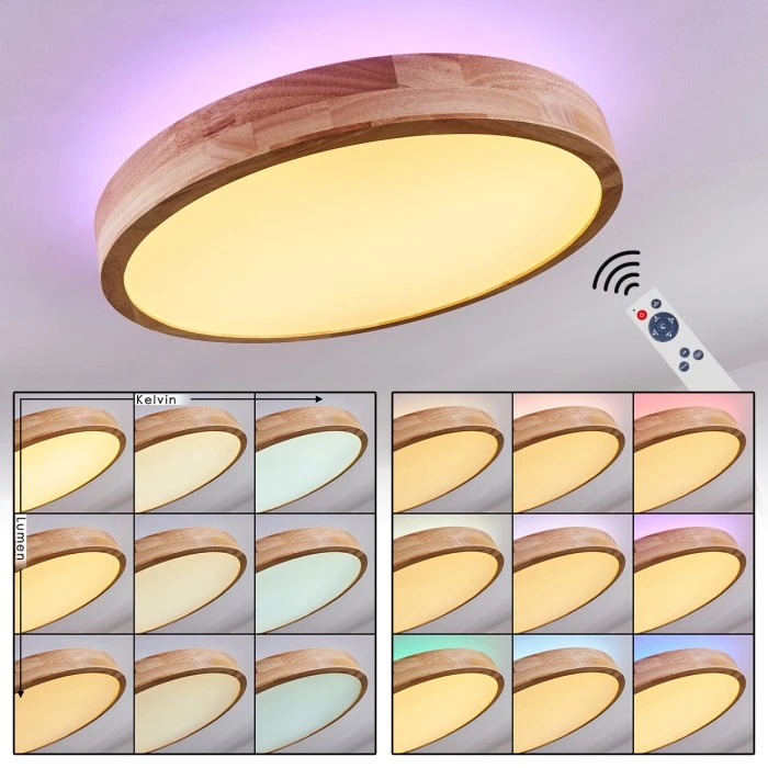 Hofstein Batamoto LED Panel Holz hell, 2-flammig, Fernbedienung 1 Hofstein Batamoto LED Panel Holz hell, 2-flammig, Fernbedienung