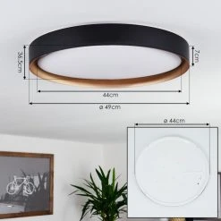 Hofstein Beade Deckenleuchte LED Schwarz, Gold, 1-flammig, Fernbedienung -LED Leuchten Verkäufe 2022 beade deckenleuchte h3384664 3