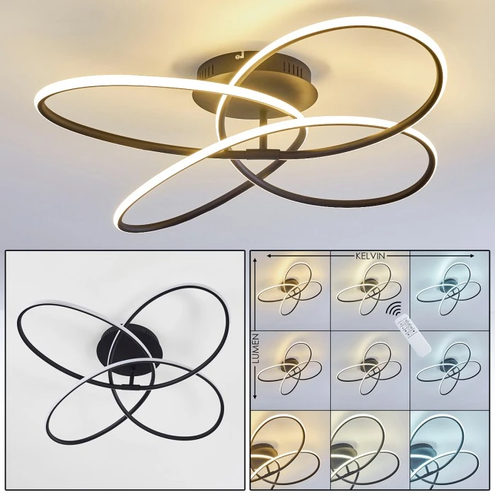 Hofstein Belgorod Deckenleuchte LED Schwarz, Weiß, 1-flammig, Fernbedienung 1 Hofstein Belgorod Deckenleuchte LED Schwarz, Weiß, 1-flammig, Fernbedienung