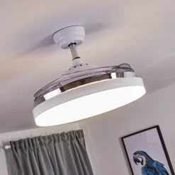 Hofstein Bendigo Deckenventilator LED Chrom, Wei&szlig;, Transparent, Klar, 1-flammig -LED Leuchten Verkäufe 2022 bendigo deckenventilator h3325650 14