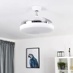 Hofstein Bendigo Deckenventilator LED Chrom, Wei&szlig;, Transparent, Klar, 1-flammig -LED Leuchten Verkäufe 2022 bendigo deckenventilator h3325650 16
