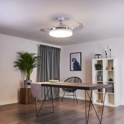 Hofstein Bendigo Deckenventilator LED Chrom, Wei&szlig;, Transparent, Klar, 1-flammig -LED Leuchten Verkäufe 2022 bendigo deckenventilator h3325650 4