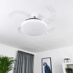 Hofstein Bendigo Deckenventilator LED Chrom, Wei&szlig;, Transparent, Klar, 1-flammig -LED Leuchten Verkäufe 2022 bendigo deckenventilator h3325650 8