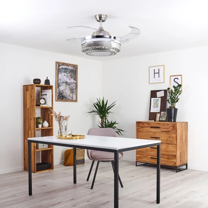 Hofstein Bendigo Deckenventilator LED Nickel-Matt, Transparent, Klar, 1-flammig 14 Hofstein Bendigo Deckenventilator LED Nickel-Matt, Transparent, Klar, 1-flammig – Bild 14