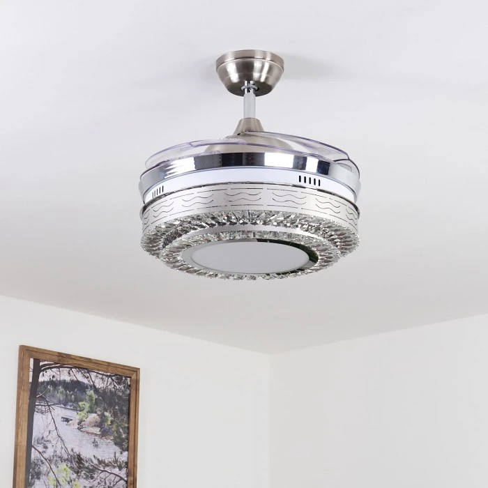 Hofstein Bendigo Deckenventilator LED Nickel-Matt, Transparent, Klar, 1-flammig 16 Hofstein Bendigo Deckenventilator LED Nickel-Matt, Transparent, Klar, 1-flammig – Bild 16