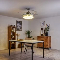 Hofstein Bendigo Deckenventilator LED Nickel-Matt, Transparent, Klar, 1-flammig 24 Hofstein Bendigo Deckenventilator LED Nickel-Matt, Transparent, Klar, 1-flammig -LED Leuchten Verkäufe 2022 bendigo deckenventilator h3325674 4