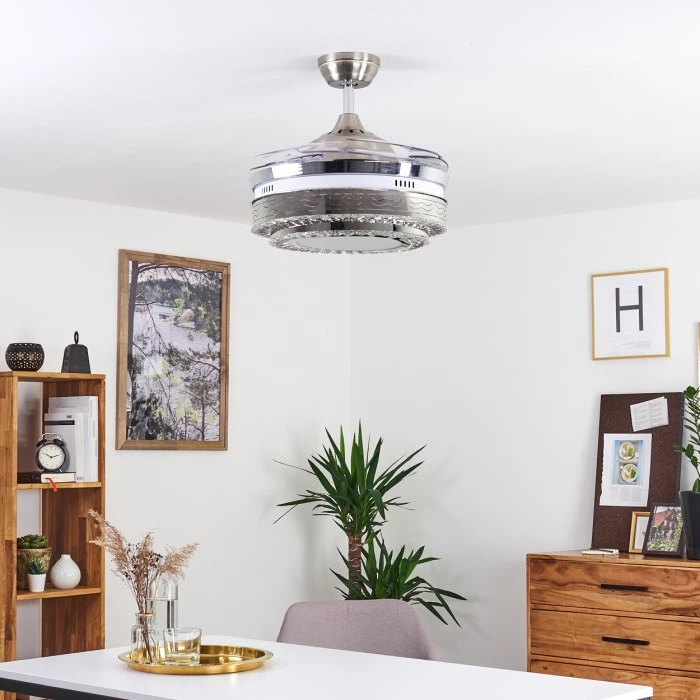 Hofstein Bendigo Deckenventilator LED Nickel-Matt, Transparent, Klar, 1-flammig 6 Hofstein Bendigo Deckenventilator LED Nickel-Matt, Transparent, Klar, 1-flammig – Bild 6