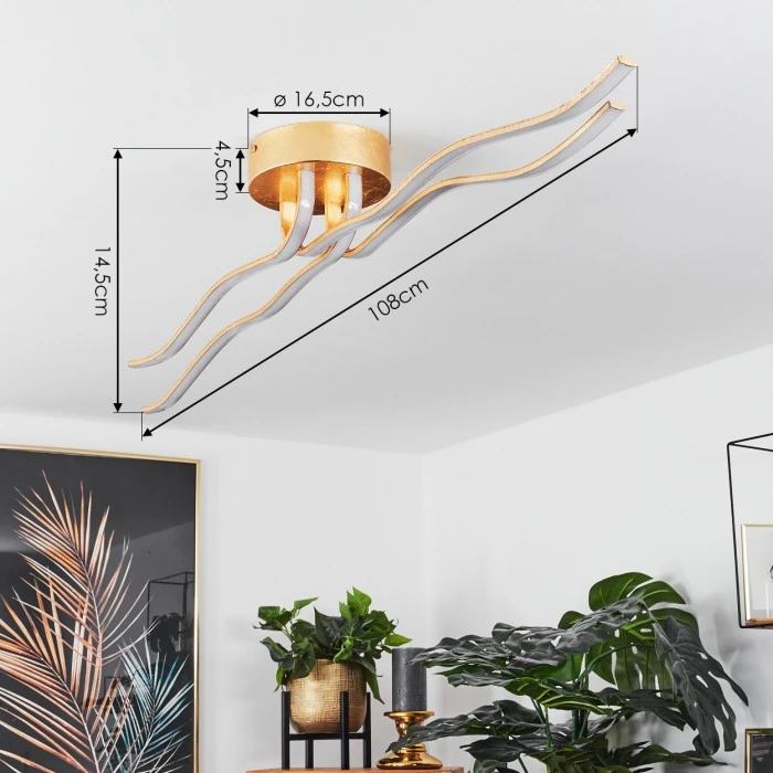 Hofstein Berisal Deckenleuchte LED Gold, 4-flammig 4 Hofstein Berisal Deckenleuchte LED Gold, 4-flammig – Bild 4