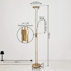 Hofstein Biot Deckenfluter LED Messing, 2-flammig -LED Leuchten Verkäufe 2022 biot deckenfluter h3542491 3