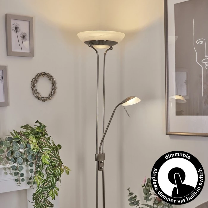 Hofstein Biot Deckenfluter LED Nickel-Matt, 2-flammig 1 Hofstein Biot Deckenfluter LED Nickel-Matt, 2-flammig