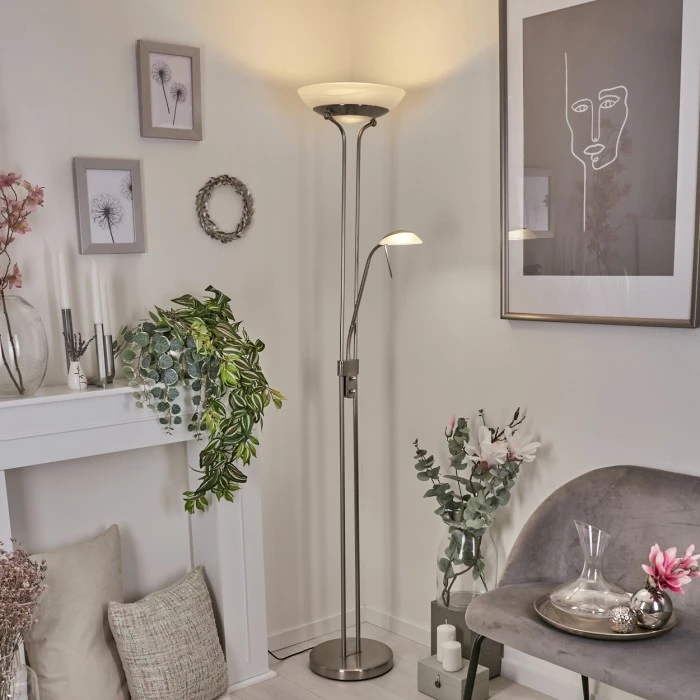 Hofstein Biot Deckenfluter LED Nickel-Matt, 2-flammig 7 Hofstein Biot Deckenfluter LED Nickel-Matt, 2-flammig – Bild 7