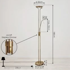 Hofstein Biot Deckenfluter LED Altmessing, 2-flammig -LED Leuchten Verkäufe 2022 biot deckenfluter h3551905 3